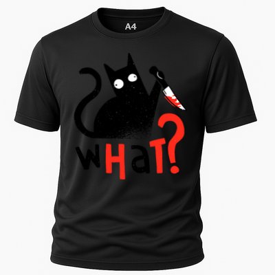Murder Cat Bloody Knife What? Funny Humor Cats Performance Shirt