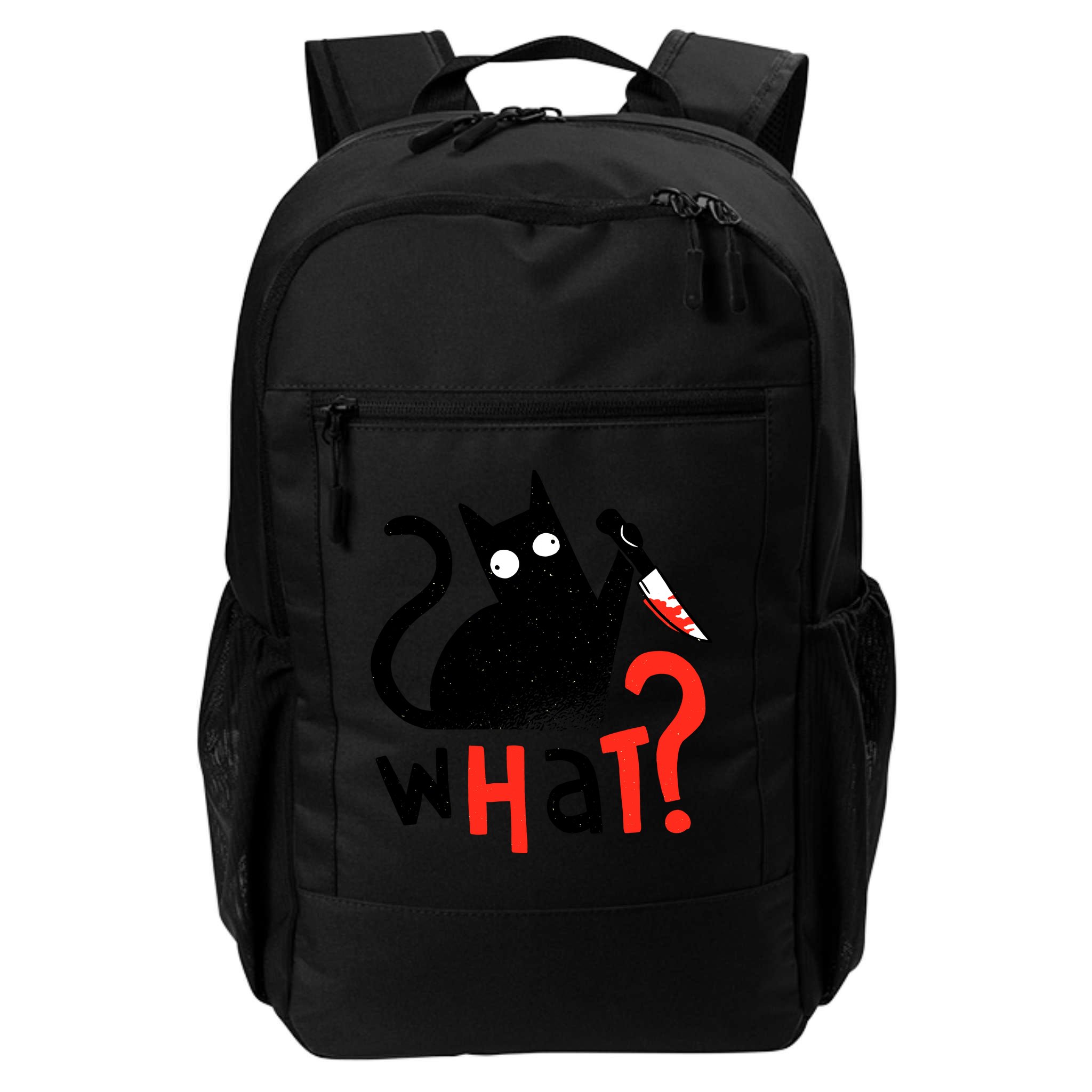 Murder Cat Bloody Knife What? Funny Humor Cats Backpack