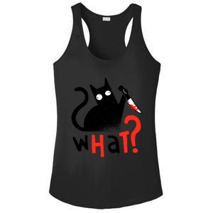 Murder Cat Bloody Knife What? Funny Humor Cats Ladies PosiCharge Competitor Racerback Tank