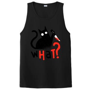 Murder Cat Bloody Knife What? Funny Humor Cats PosiCharge Competitor Tank