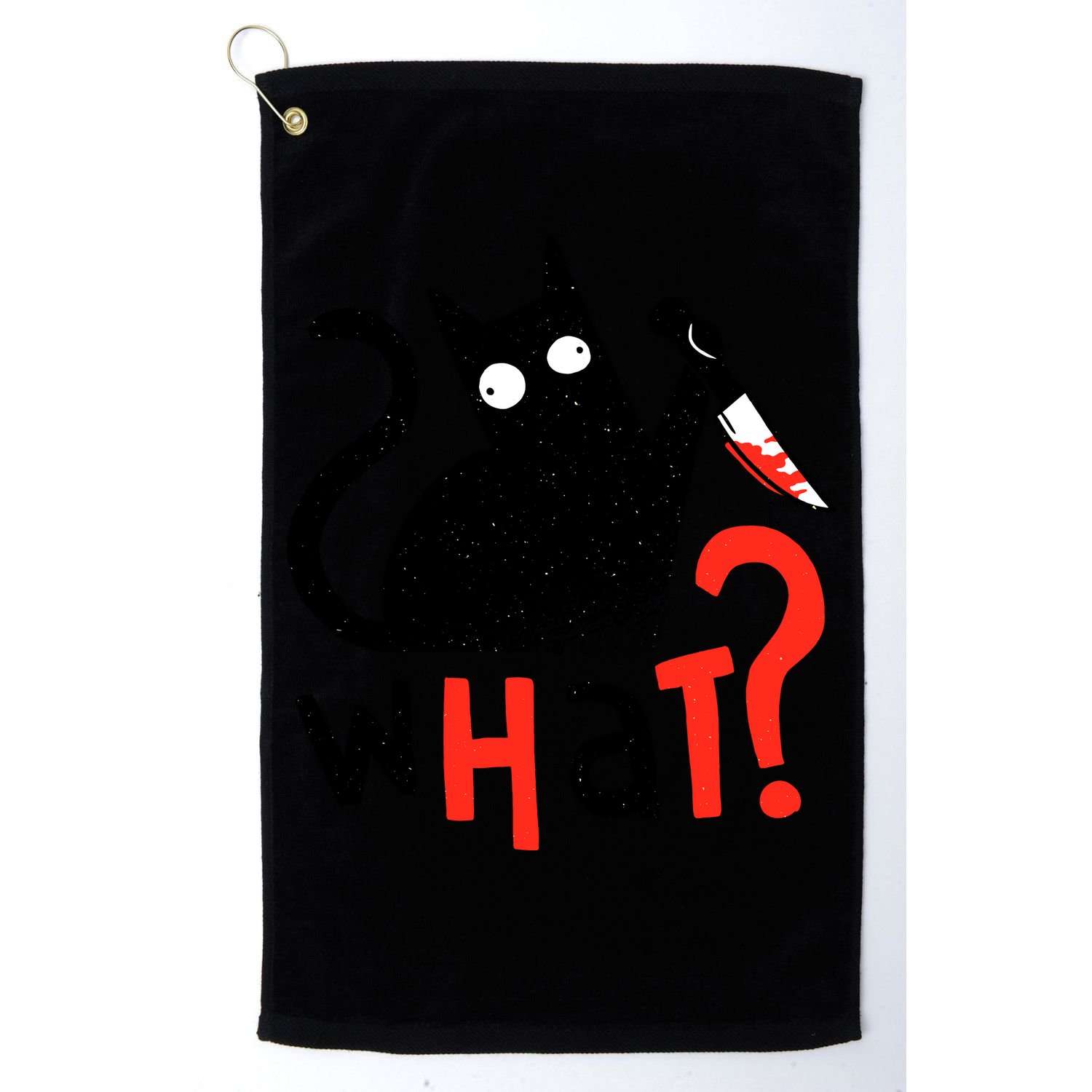 Murder Cat Bloody Knife What? Funny Humor Cats Golf Towel