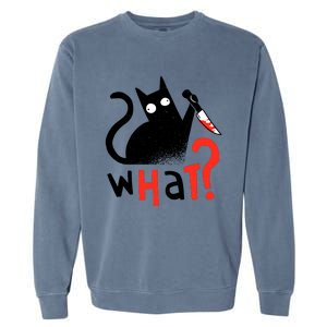 Murder Cat Bloody Knife What? Funny Humor Cats Garment-Dyed Sweatshirt