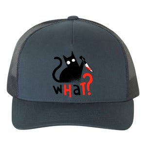 Murder Cat Bloody Knife What? Funny Humor Cats Yupoong Adult 5-Panel Trucker Hat