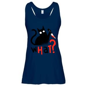 Murder Cat Bloody Knife What? Funny Humor Cats Ladies Essential Flowy Tank