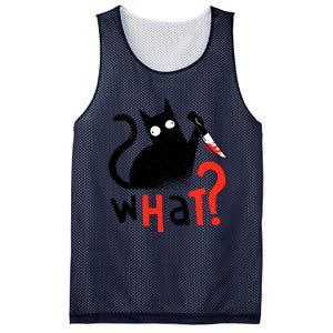 Murder Cat Bloody Knife What? Funny Humor Cats Mesh Reversible Basketball Jersey Tank