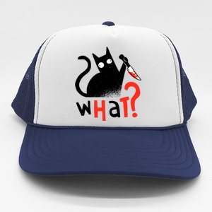 Murder Cat Bloody Knife What? Funny Humor Cats Trucker Hat