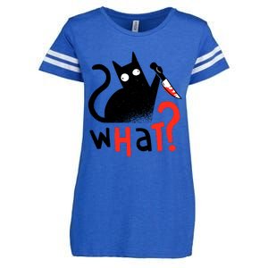 Murder Cat Bloody Knife What? Funny Humor Cats Enza Ladies Jersey Football T-Shirt