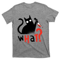 Murder Cat Bloody Knife What? Funny Humor Cats T-Shirt