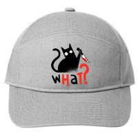 Murder Cat Bloody Knife What? Funny Humor Cats 7-Panel Snapback Hat