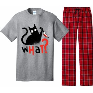 Murder Cat Bloody Knife What? Funny Humor Cats Pajama Set