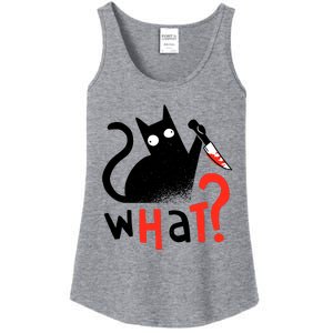 Murder Cat Bloody Knife What? Funny Humor Cats Ladies Essential Tank