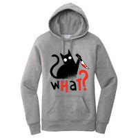 Murder Cat Bloody Knife What? Funny Humor Cats Women's Pullover Hoodie