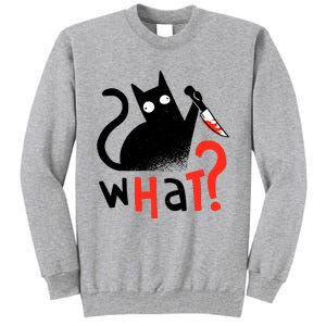 Murder Cat Bloody Knife What? Funny Humor Cats Tall Sweatshirt