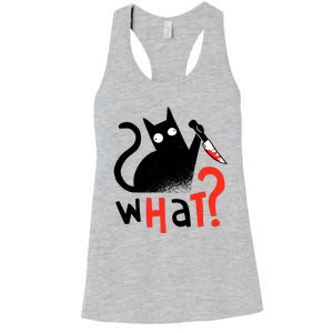 Murder Cat Bloody Knife What? Funny Humor Cats Women's Racerback Tank