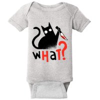 Murder Cat Bloody Knife What? Funny Humor Cats Baby Bodysuit