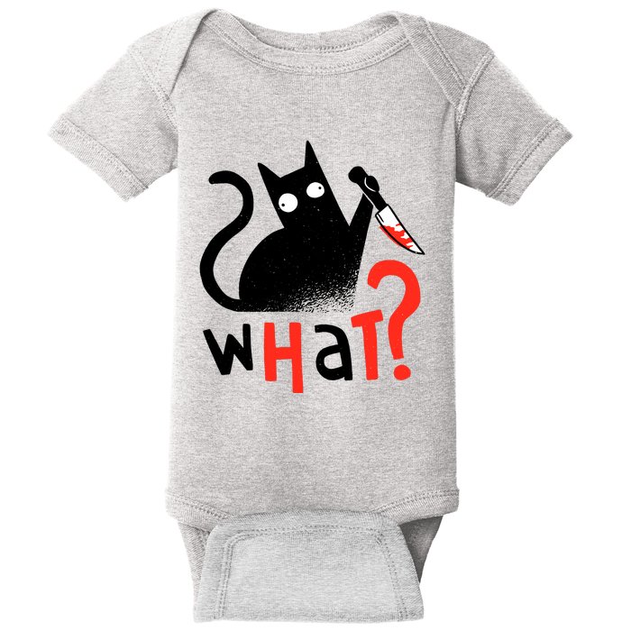 Murder Cat Bloody Knife What? Funny Humor Cats Baby Bodysuit