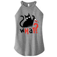 Murder Cat Bloody Knife What? Funny Humor Cats Women's Perfect Tri Rocker Tank