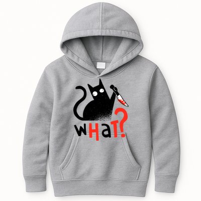 Murder Cat Bloody Knife What? Funny Humor Cats Kids Hoodie