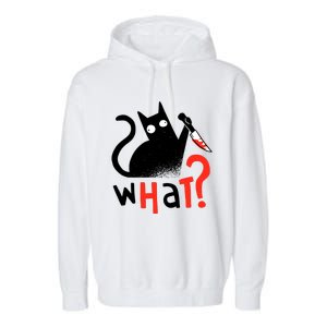 Murder Cat Bloody Knife What? Funny Humor Cats Garment-Dyed Fleece Hoodie