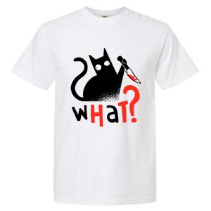 Murder Cat Bloody Knife What? Funny Humor Cats Garment-Dyed Heavyweight T-Shirt