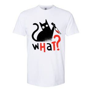 Murder Cat Bloody Knife What? Funny Humor Cats Softstyle CVC T-Shirt