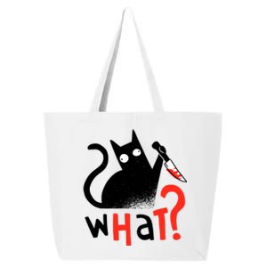 Murder Cat Bloody Knife What? Funny Humor Cats 25L Jumbo Tote