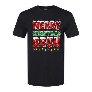 Merry Christmas Bruh Red Green Plaid Xmas Lights Funny Teens Softstyle CVC T-Shirt