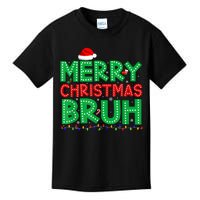 Merry Christmas Bruh Xmas Lights Santa Hat Kids T-Shirt