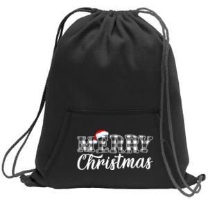 Merry Christmas Buffalo Black And White Plaid Sweatshirt Cinch Pack Bag