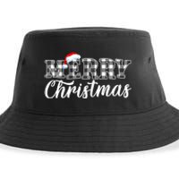 Merry Christmas Buffalo Black And White Plaid Sustainable Bucket Hat