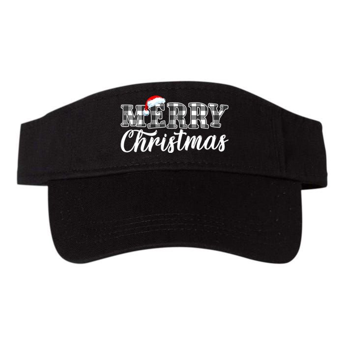 Merry Christmas Buffalo Black And White Plaid Valucap Bio-Washed Visor