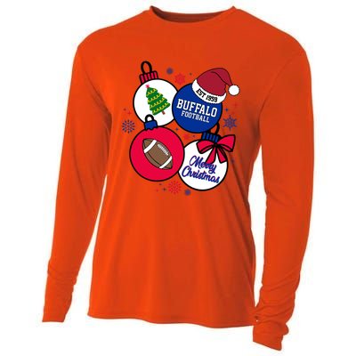 Merry Christmas Buffalo Football Est 1959 Cooling Performance Long Sleeve Crew