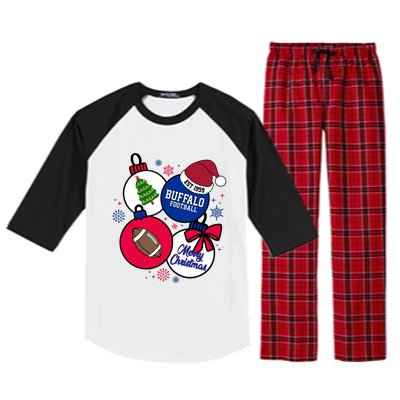 Merry Christmas Buffalo Football Est 1959 Raglan Sleeve Pajama Set