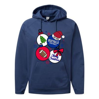 Merry Christmas Buffalo Football Est 1959 Performance Fleece Hoodie