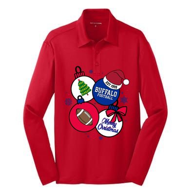 Merry Christmas Buffalo Football Est 1959 Silk Touch Performance Long Sleeve Polo