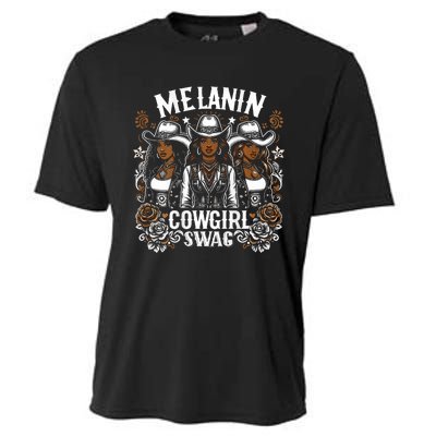 Melanin Cowgirls Black History African Melanin Cowgirl Swag Cooling Performance Crew T-Shirt