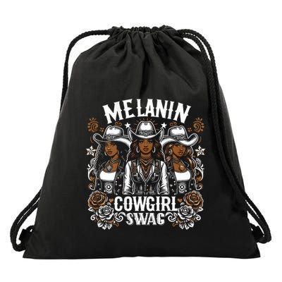 Melanin Cowgirls Black History African Melanin Cowgirl Swag Drawstring Bag