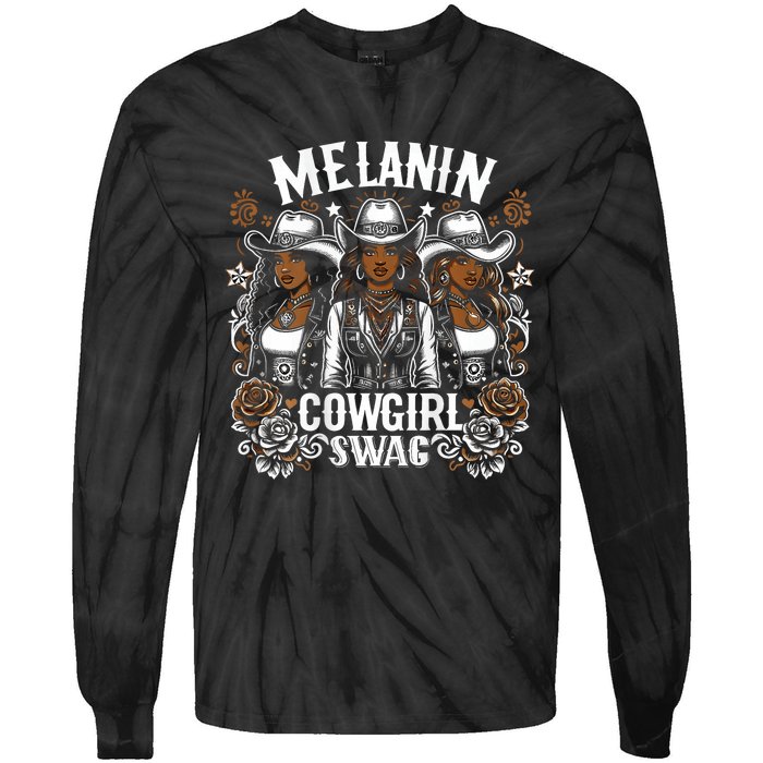 Melanin Cowgirls Black History African Melanin Cowgirl Swag Tie-Dye Long Sleeve Shirt