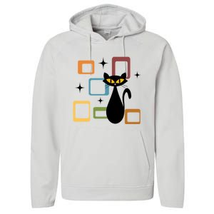 Mid Century Black Cat Performance Fleece Hoodie