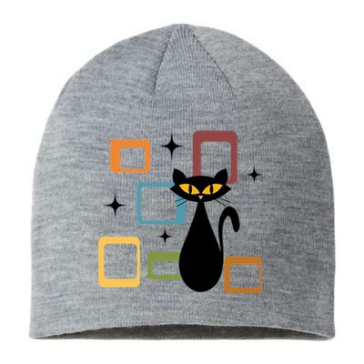 Mid Century Black Cat Sustainable Beanie