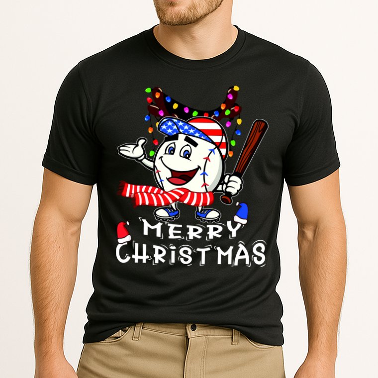 Merry Christmas Baseball Player Performance Shirt