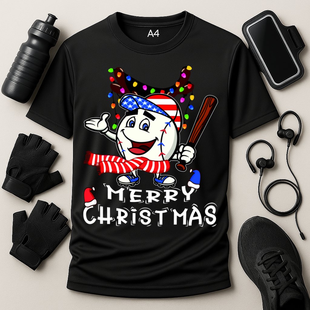 Merry Christmas Baseball Player Performance Shirt