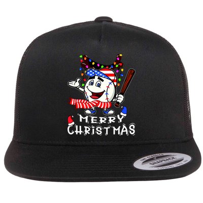 Merry Christmas Baseball Player Flatbill Hat