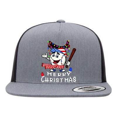 Merry Christmas Baseball Player Flat Bill Trucker Hat