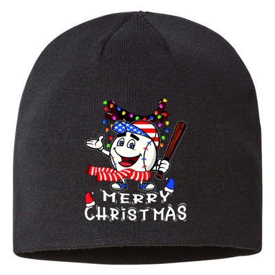 Merry Christmas Baseball Player Sustainable Beanie