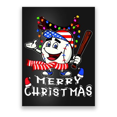 Merry Christmas Baseball Player Poster