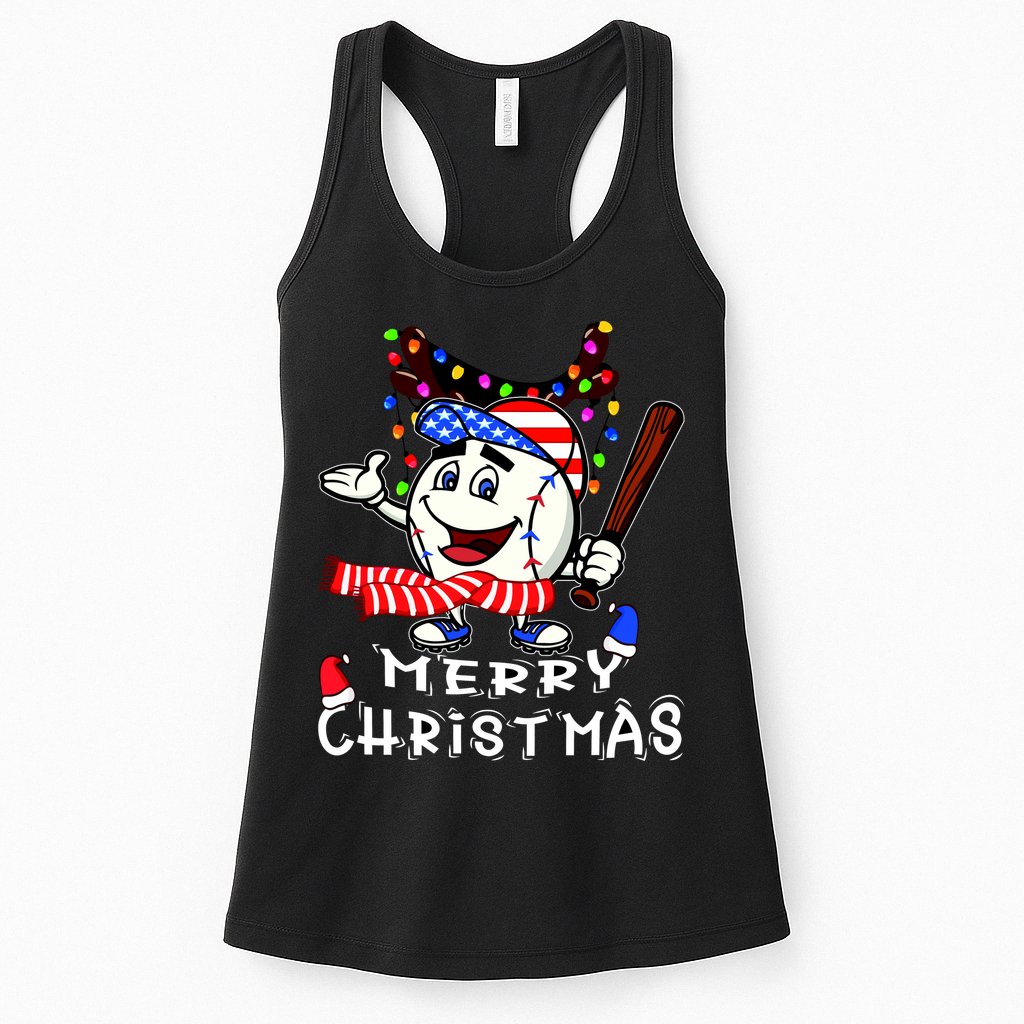Merry Christmas Baseball Player Womens Tank Top