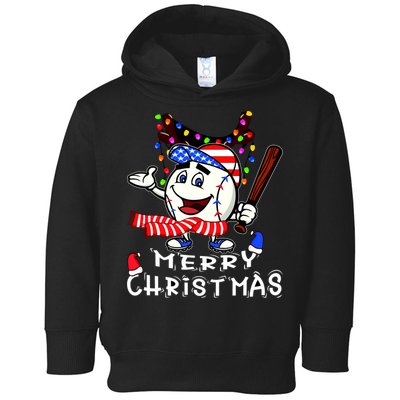 Merry Christmas Baseball Player Toddler Hoodie