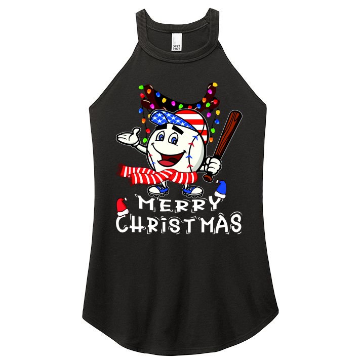 Merry Christmas Baseball Player Women's Perfect Tri Rocker Tank