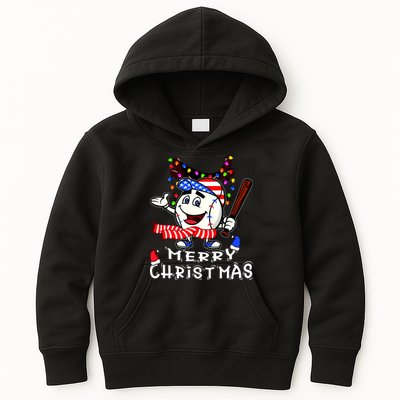 Merry Christmas Baseball Player Kids Hoodie